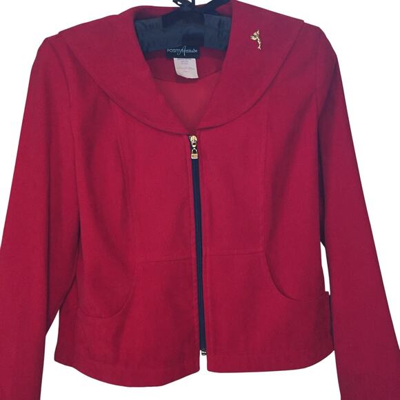 vintage 90s red zip up blazer oversized sailor collar - Picture 5 of 7